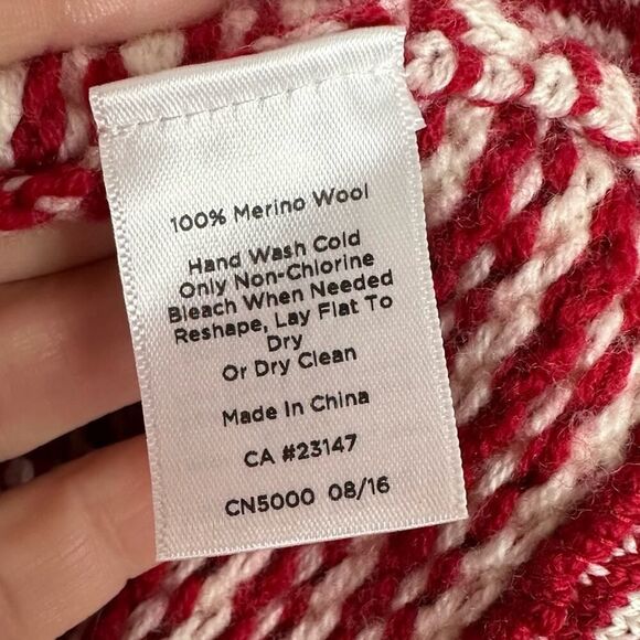 2XP TALBOTS‎ MERINO WOOL BASKETWEAVE DUSTER LONG CARDIGAN RED WHITE - Picture 7 of 11